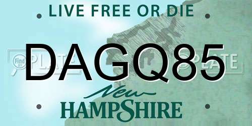 DAGQ85 New Hampshire License Plate