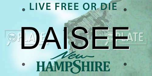 DAISEE New Hampshire License Plate