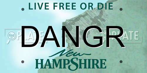 DANGR New Hampshire License Plate