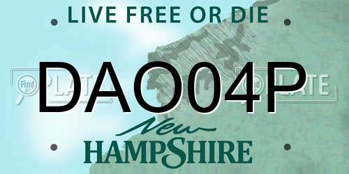 DAO04P New Hampshire License Plate