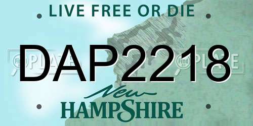 DAP2218 New Hampshire License Plate