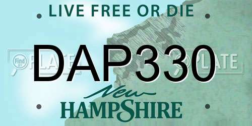 DAP330 New Hampshire License Plate