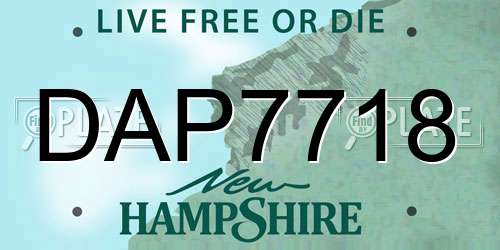 DAP7718 New Hampshire License Plate