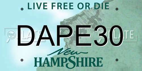 DAPE30 New Hampshire License Plate