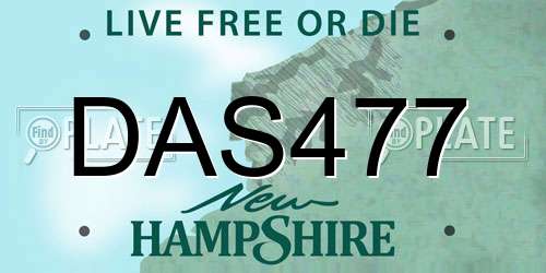 DAS477 New Hampshire License Plate