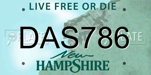 DAS786 New Hampshire License Plate