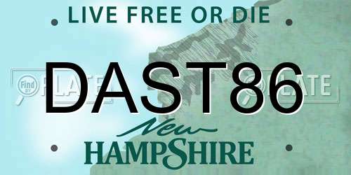 DAST86 New Hampshire License Plate