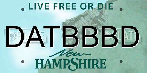 DATBBBD New Hampshire License Plate