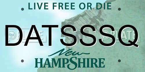 DATSSSQ New Hampshire License Plate
