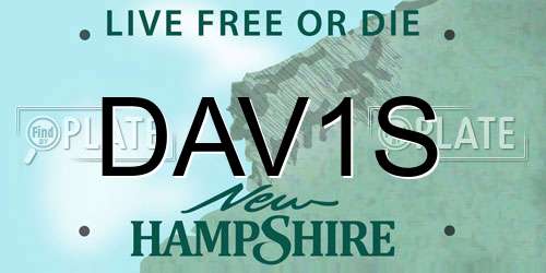 DAV1S New Hampshire License Plate