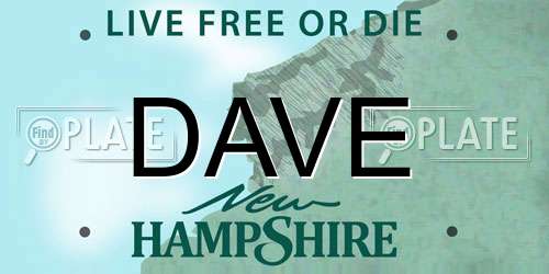 DAVE New Hampshire License Plate