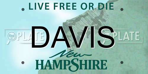 DAVIS New Hampshire License Plate
