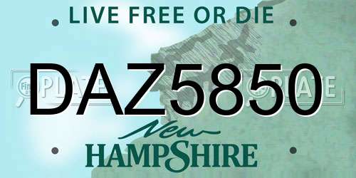 DAZ5850 New Hampshire License Plate