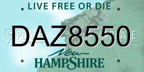 DAZ8550 New Hampshire License Plate