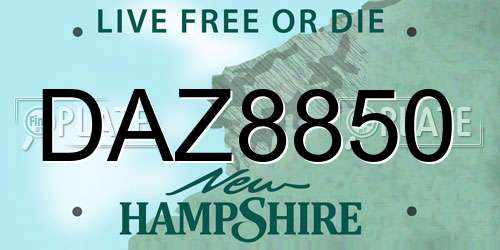 DAZ8850 New Hampshire License Plate