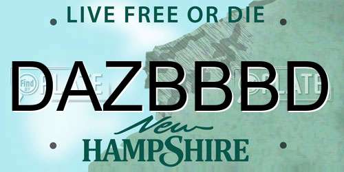 DAZBBBD New Hampshire License Plate