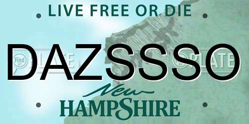 DAZSSSO New Hampshire License Plate