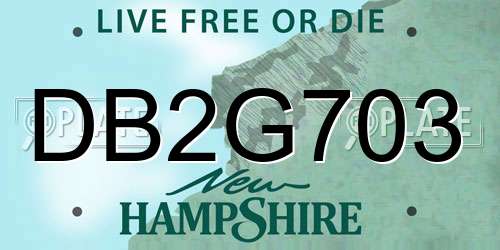 DB2G703 New Hampshire License Plate