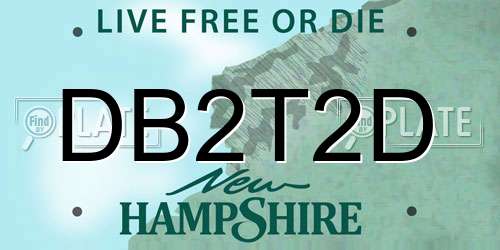 DB2T2D New Hampshire License Plate