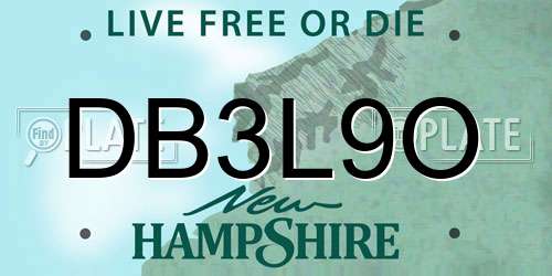 DB3L9O New Hampshire License Plate