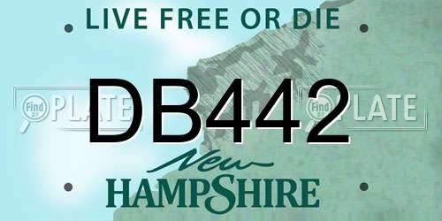 DB442 New Hampshire License Plate