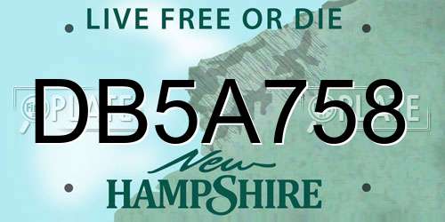DB5A758 New Hampshire License Plate