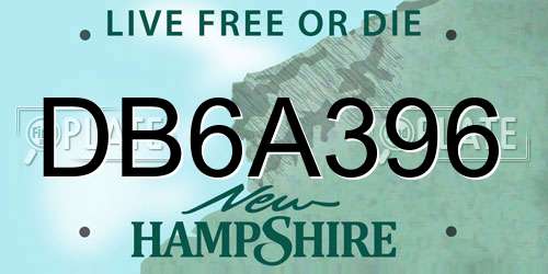 DB6A396 New Hampshire License Plate