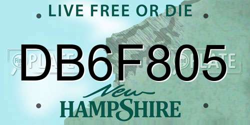 DB6F805 New Hampshire License Plate