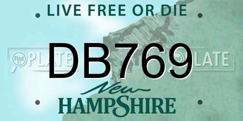 DB769 New Hampshire License Plate