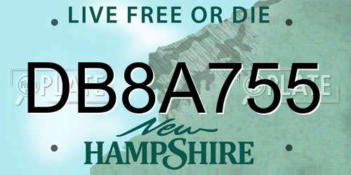DB8A755 New Hampshire License Plate
