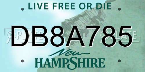 DB8A785 New Hampshire License Plate