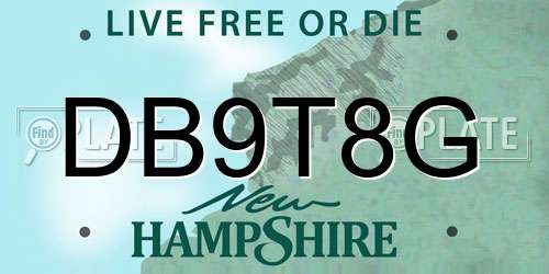 DB9T8G New Hampshire License Plate