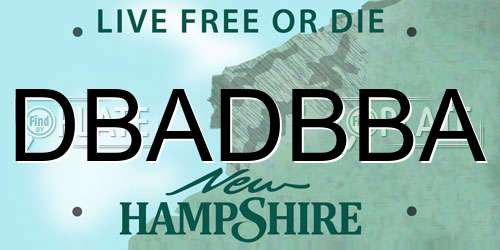 DBADBBA New Hampshire License Plate