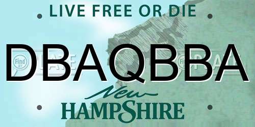 DBAQBBA New Hampshire License Plate