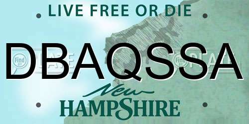 DBAQSSA New Hampshire License Plate