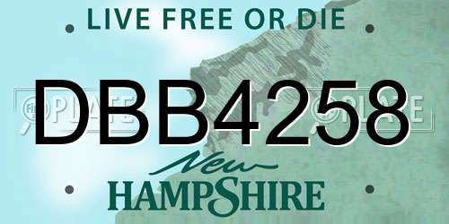 DBB4258 New Hampshire License Plate