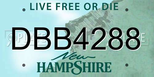 DBB4288 New Hampshire License Plate