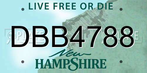 DBB4788 New Hampshire License Plate