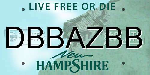 DBBAZBB New Hampshire License Plate