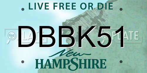 DBBK51 New Hampshire License Plate