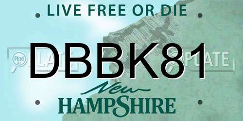 DBBK81 New Hampshire License Plate