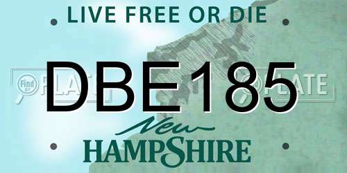 DBE185 New Hampshire License Plate