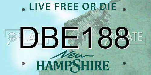 DBE188 New Hampshire License Plate
