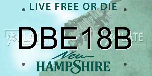 DBE18B New Hampshire License Plate