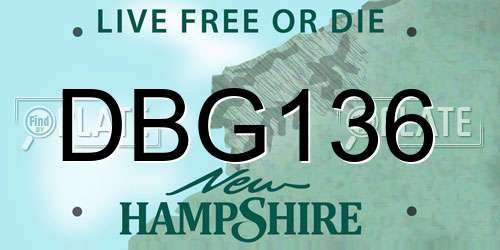 DBG136 New Hampshire License Plate