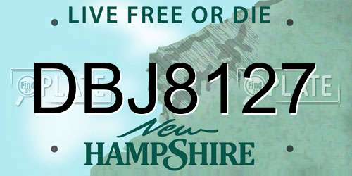DBJ8127 New Hampshire License Plate