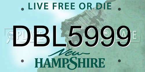 DBL5999 New Hampshire License Plate