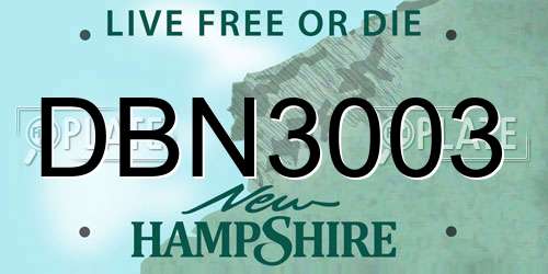 DBN3003 New Hampshire License Plate