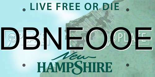 DBNEOOE New Hampshire License Plate