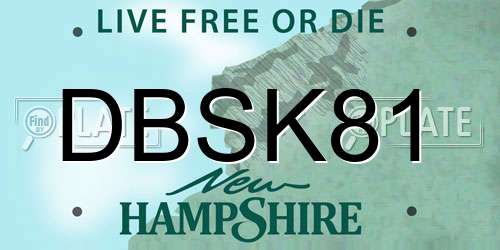 DBSK81 New Hampshire License Plate